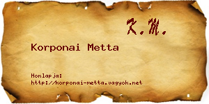 Korponai Metta névjegykártya
